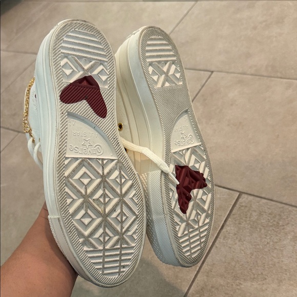 Converse Women's High-Top Sneakers in Off-White with Gold Accents - Picture 8 of 8